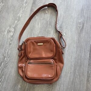 Vintage Restored Samsonite Leather Multi-Pocket Shoulder Travel Bag
